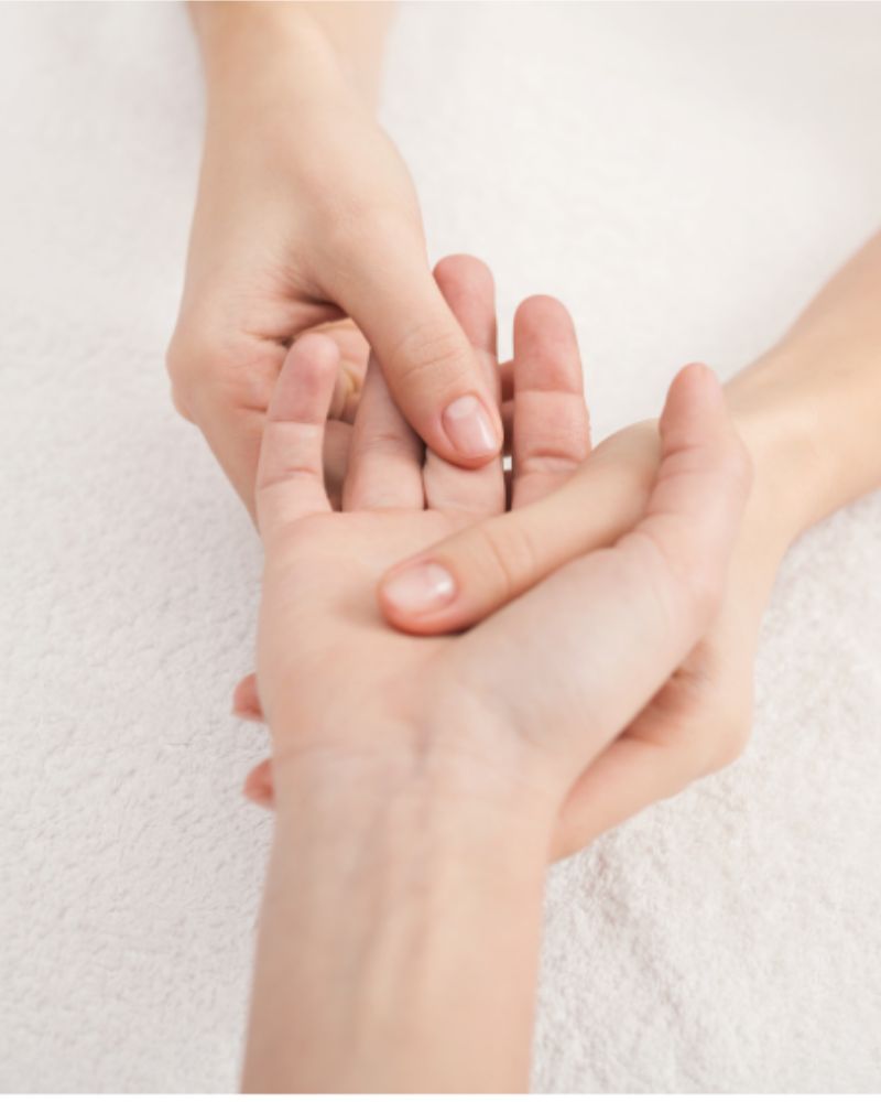 Hand and arm massage in Llandudno at HUSH Therapies focusing on relieving tension in the hands wrists and forearms