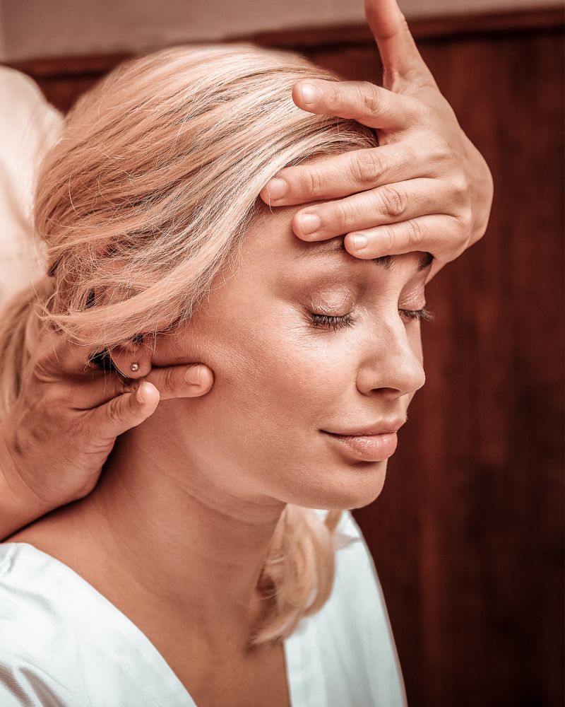Indian head massage seated in Llandudno at HUSH Therapies focusing on the scalp neck and shoulders without the need to lie down